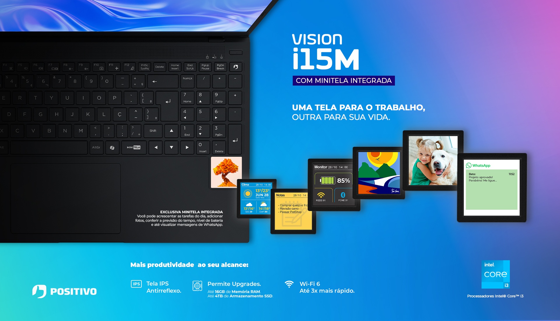 Notebook Positivo Vision i15M Intel® Core™ i3-N300 Linux 8GB RAM